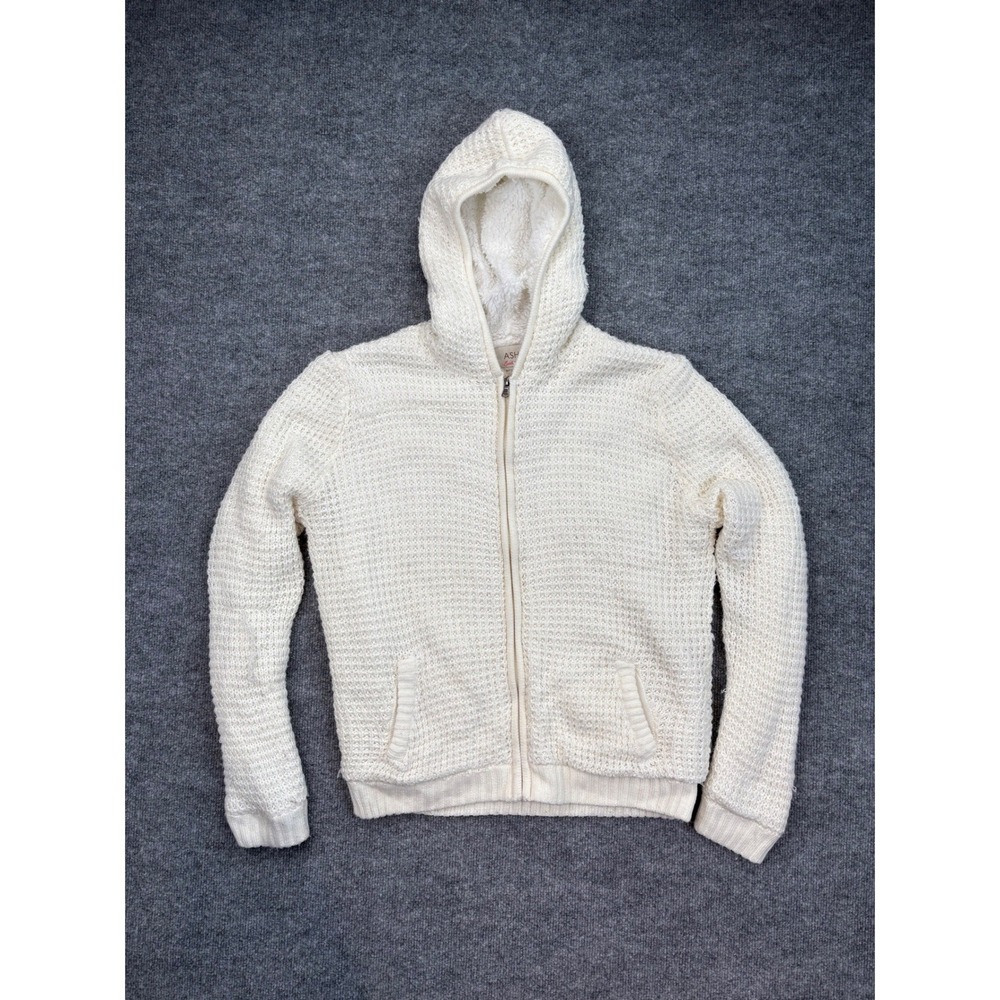 Ashley Sunrise Collection Cream Waffle Knit Sherpa Lined Zip‎ Hoodie XL